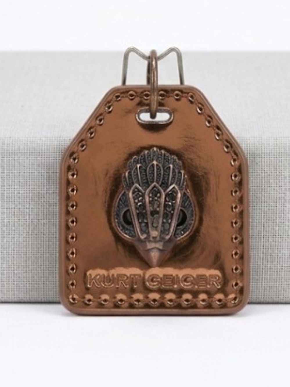 Kurt Geiger Metallic Bronze Tone Key Tag with Antique Brass Eagle head Emblem